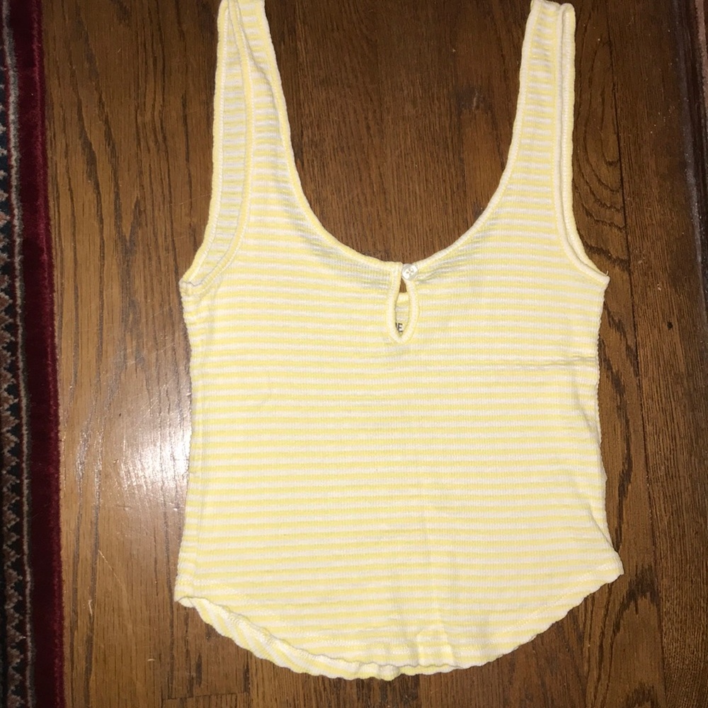 Yellow striped tank top.